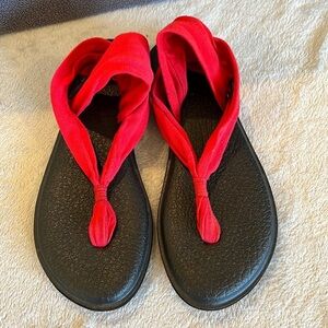 Sanuk Woman’s Yoga Sling Back Ref Sandals Size 10 Cushioned Footbed Knit Straps